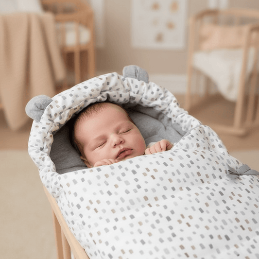 Sacco ovetto MAYORAL grigio con neonato - cameretta colori caldi