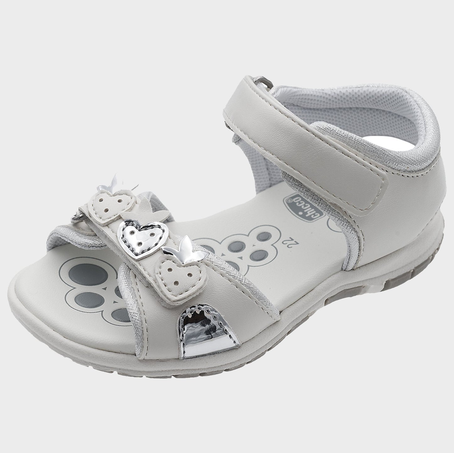 Sandalias blancas Chicco con fresas y cierre de velcro doble de 20 a 29