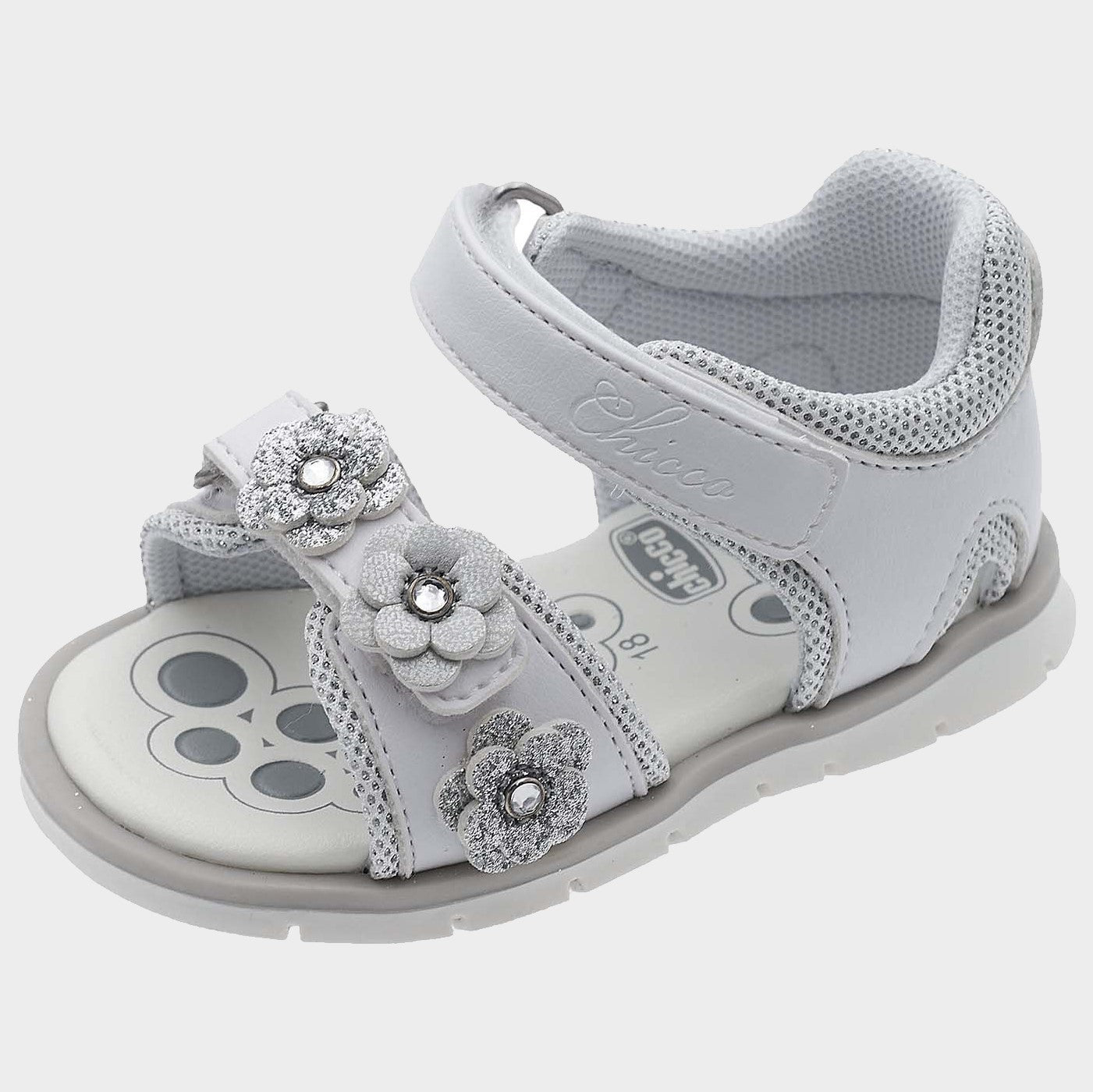 Sandalias Chicco First White Steps con flores de 18 a 23