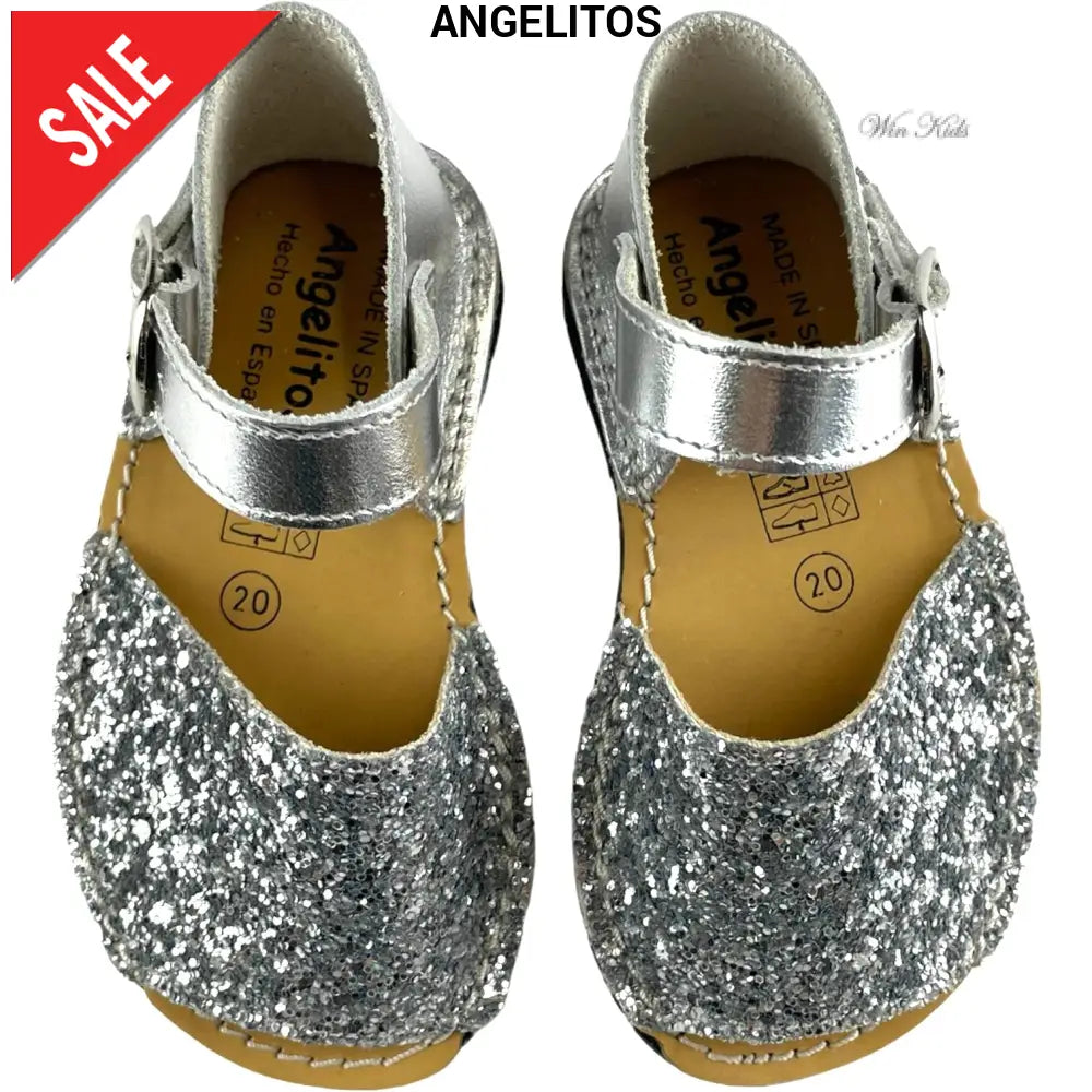 Sandali ANGELITOS chiuso sul retro glitter argento 18 - 27 Sandali