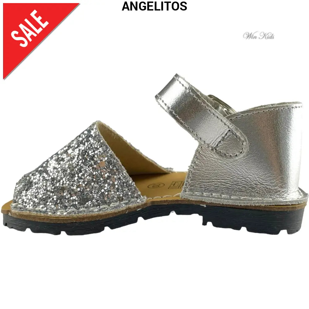 Sandali ANGELITOS chiuso sul retro glitter argento 18 - 27 Sandali