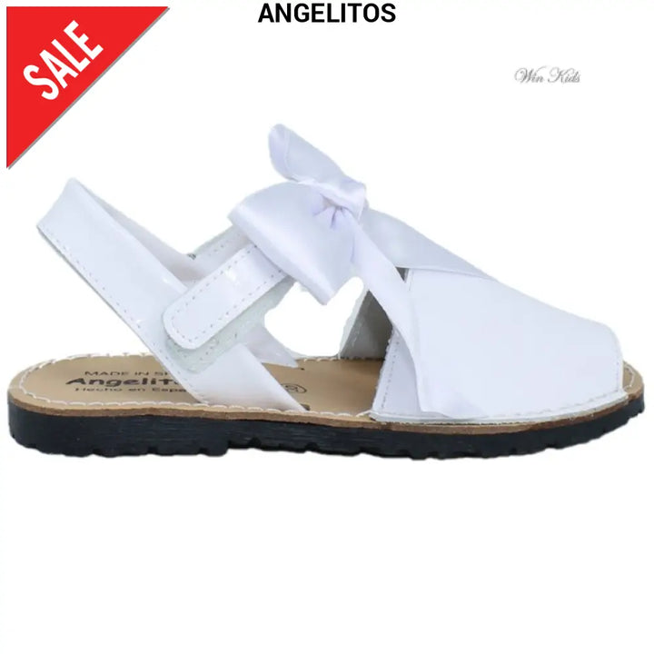Sandali ANGELITOS in vernice bianca con fiocco removibile 20 - 34 Sandali