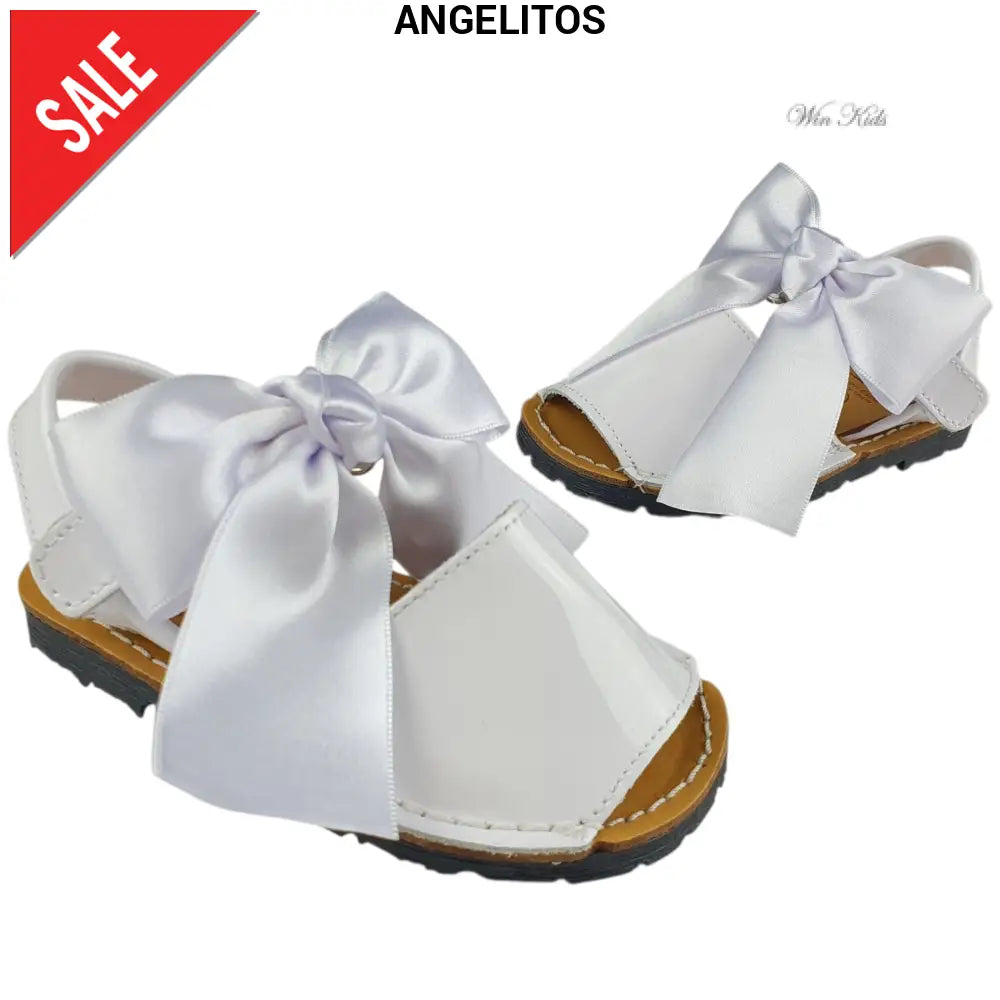 Sandali ANGELITOS in vernice bianca con fiocco removibile 20 - 34 Sandali