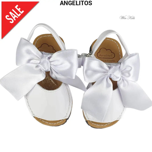 Sandali ANGELITOS in vernice bianca con fiocco removibile 20 - 34 Sandali