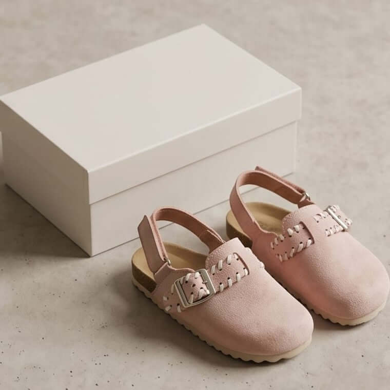Pink sabot sandals by Sofia for girls sizes 28-33