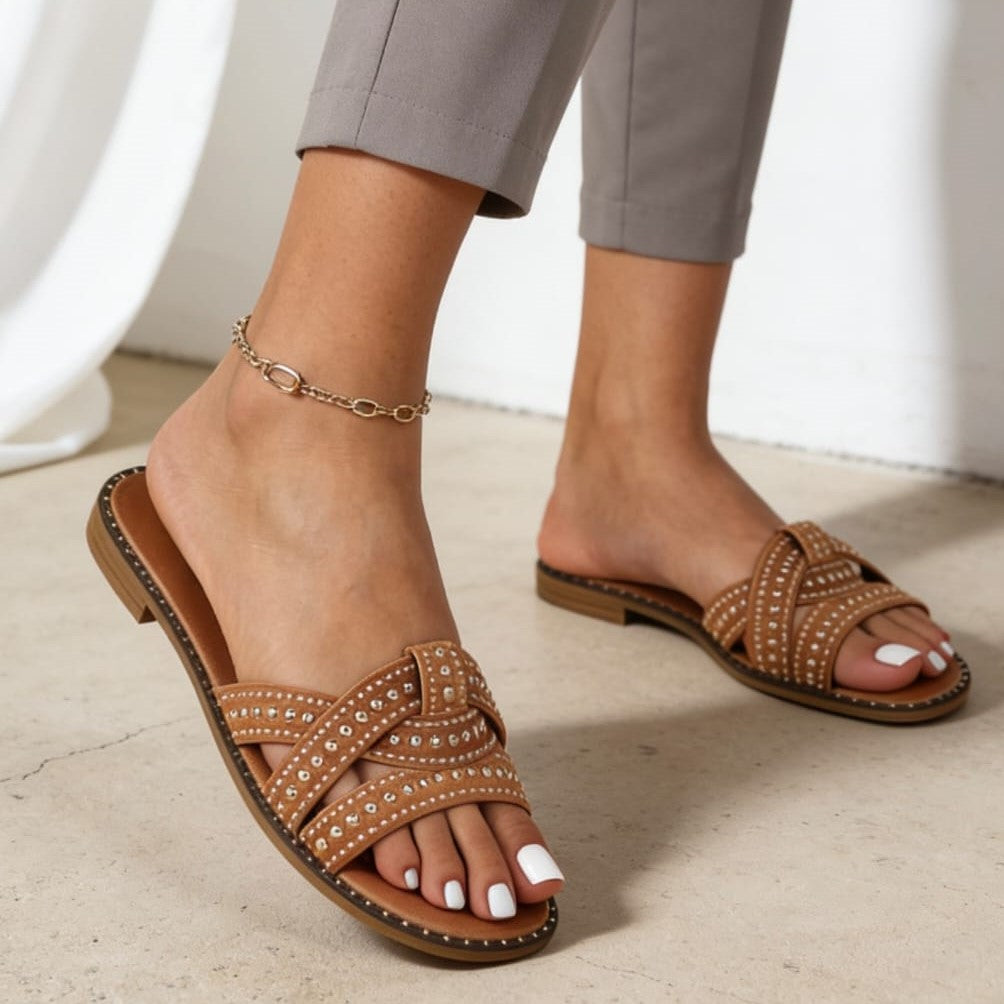 Women's sandals by Sofia camel slipper model sizes 37-41