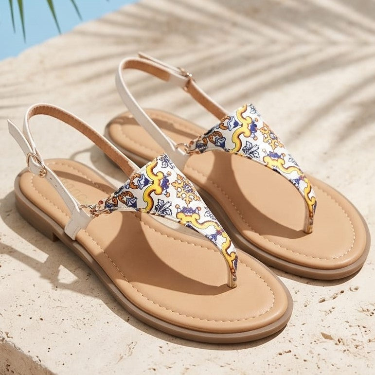Sandali by Sofia modello ad infradito fantasia Positano bianco taglie 36 - 41