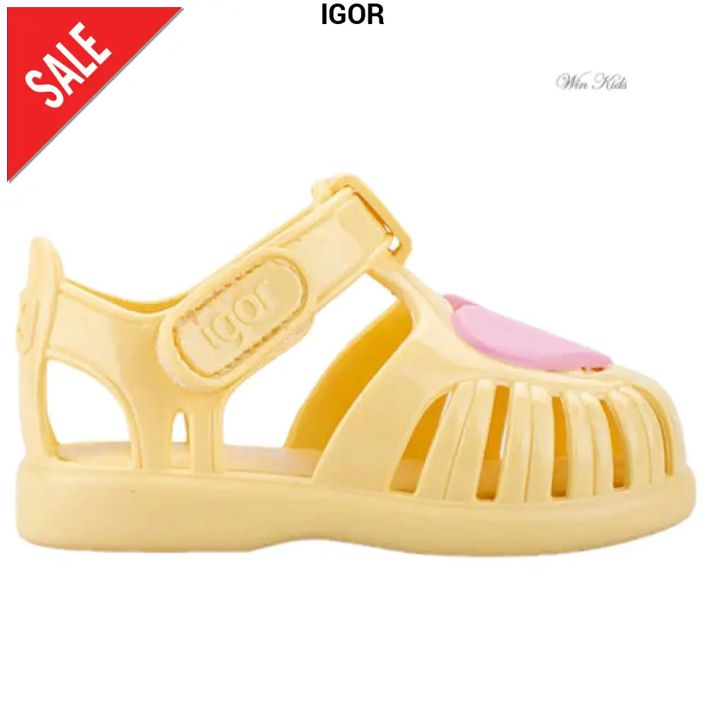 Sandali IGOR in gomma giallo con cuore rosa 20 - 28 Sandali