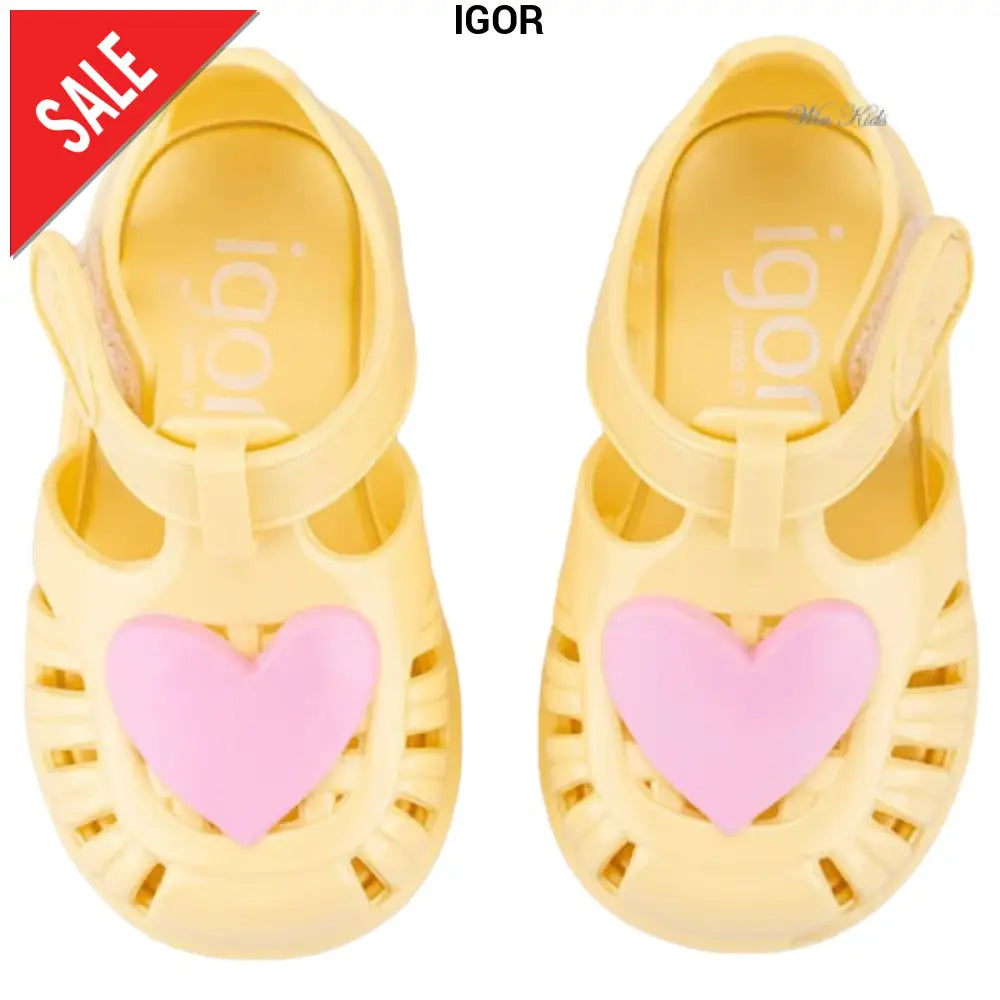 Sandali IGOR in gomma giallo con cuore rosa 20 - 28 Sandali