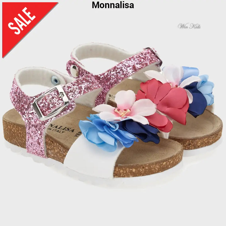 Sandali MONNALISA per bambina con fiori applicati dal 25 al 35 Sandali