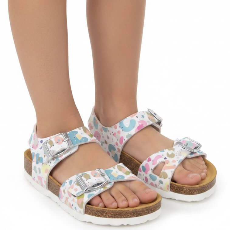 Sandali bambina modello birkenstock colore arcobaleno plakton lisa made in spain
