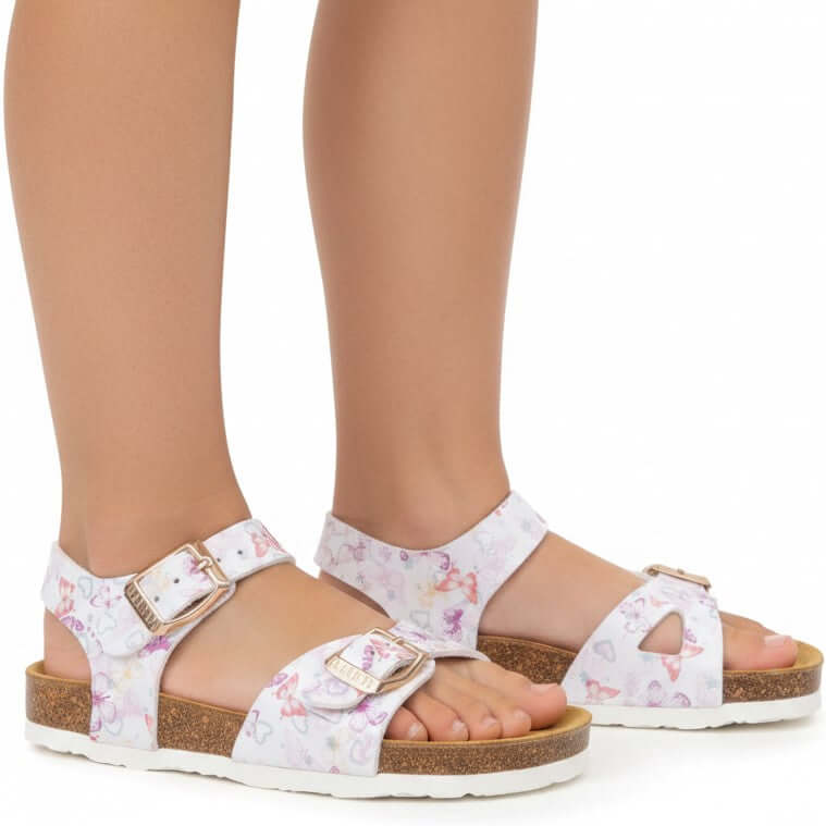 Sandali bambina modello birkenstock colore farfalle plakton lisa made in spain