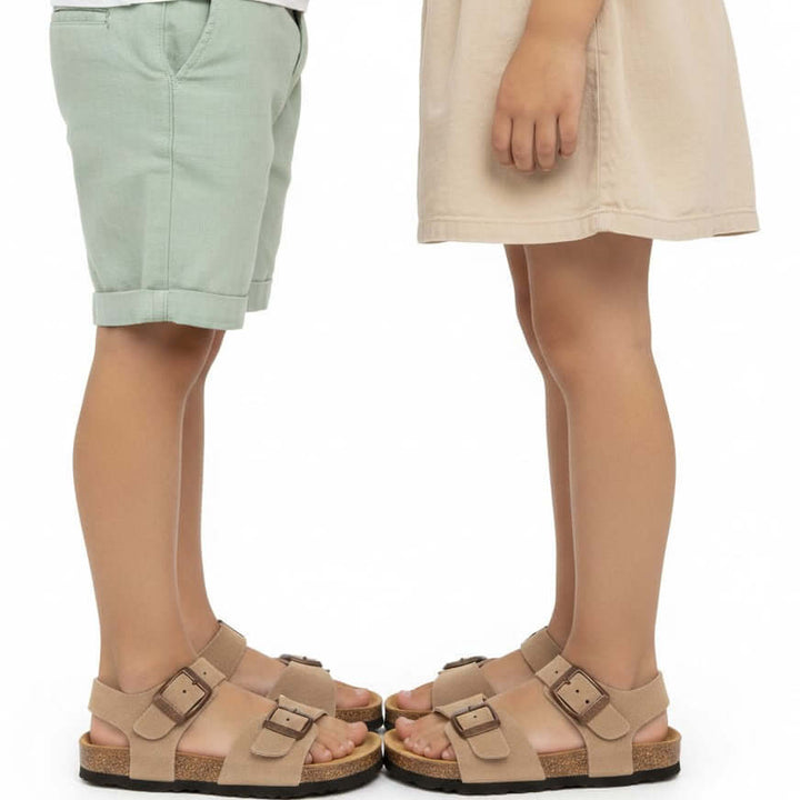 Sandali bambina modello birkenstock colore beige plakton louis made in spain