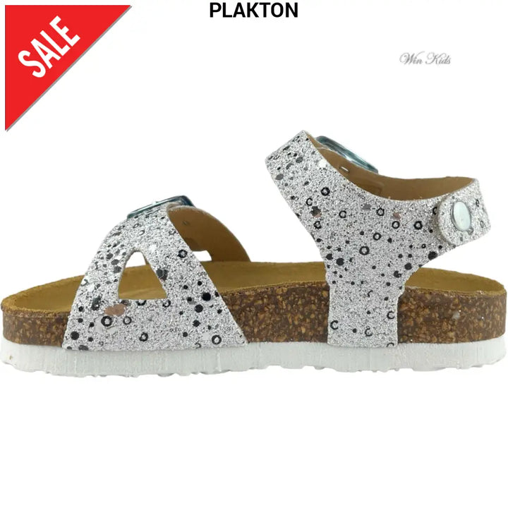 Sandali PLAKTON glitter bianco e argento 24 - 35 Sandali