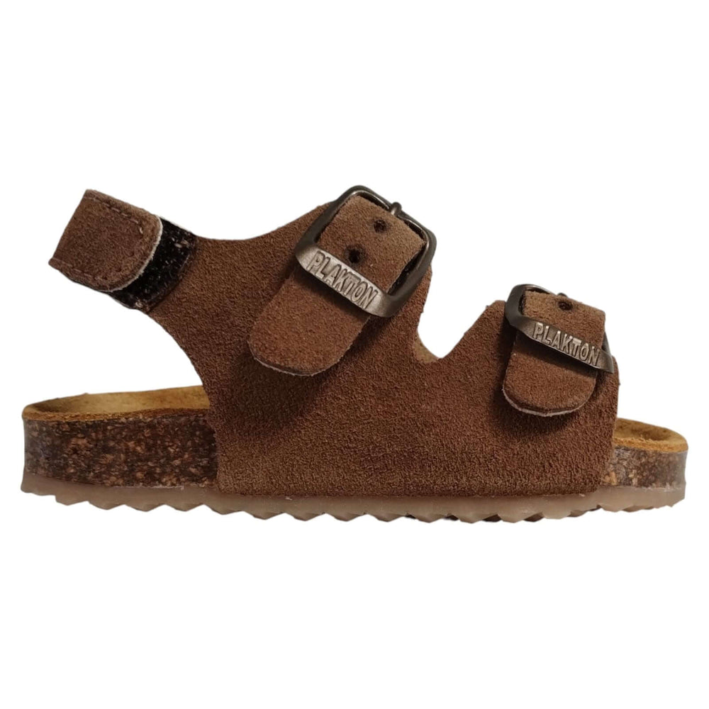 Sandali per bambino e bambina plakton in pelle con memory modello bio paku made in spain colore visone