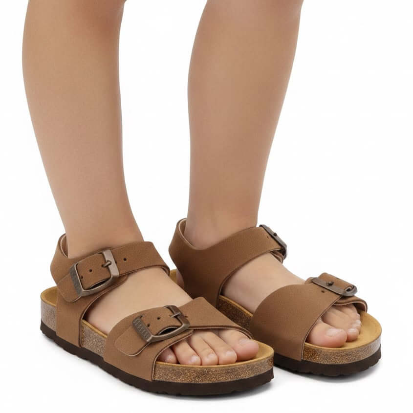 Sandali bambino modello birkenstock cuoio plakton made in spain