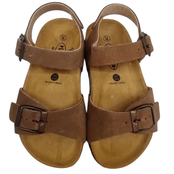 Sandali Bambino Bambina Plakton Tortora | Fibbia Vera Pelle Antiscivolo | Taglie 24-35
