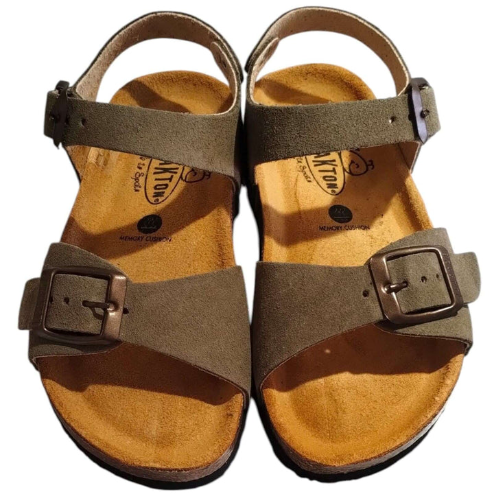 Sandali Bambino Bambina Plakton Verde Militare| Fibbia Vera Pelle Antiscivolo | Taglie 24-35