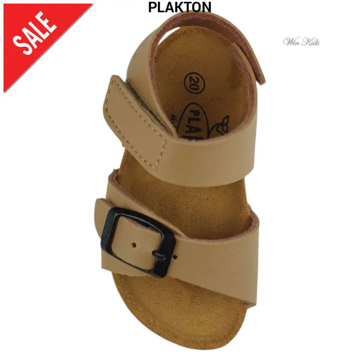 Sandali PLAKTON per bambini beige chiusura con velcro e fibbia dal 19 al 24 Sandali