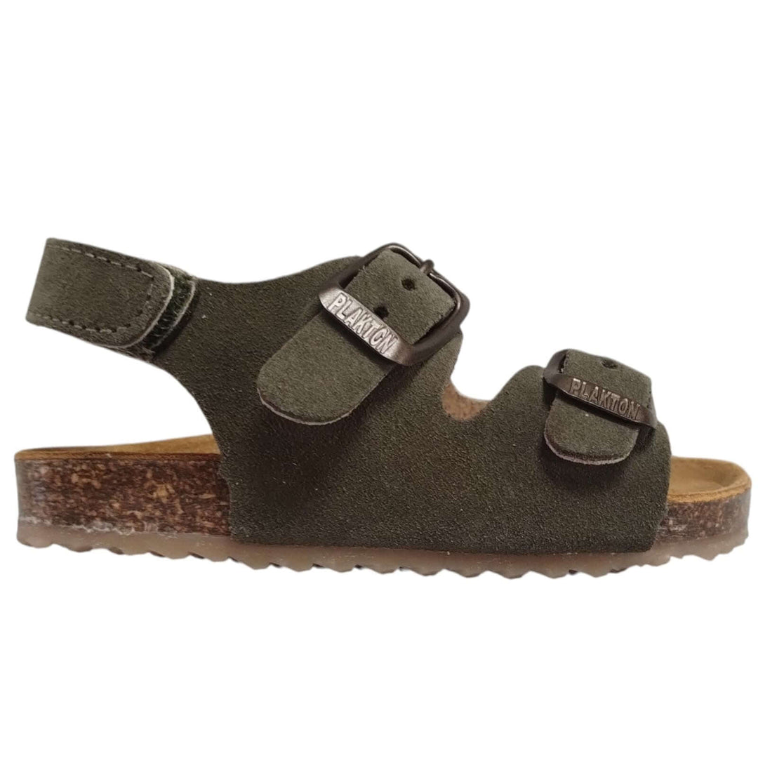 Sandali Plakton primi passi in pelle verde militare modello Paku taglie 19 - 24