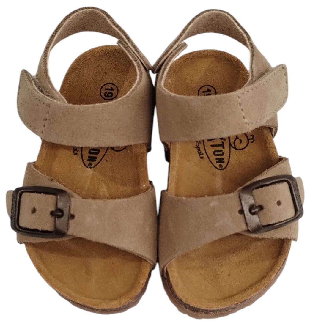 Sandali Primi Passi PLAKTON con Strappo Beige in pelle unisex Taglie 19-24