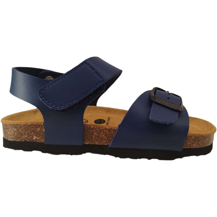 Sandali Bambino Plakton Blu | Fibbia Velcro Vera Pelle Antiscivolo | Taglie 24-35