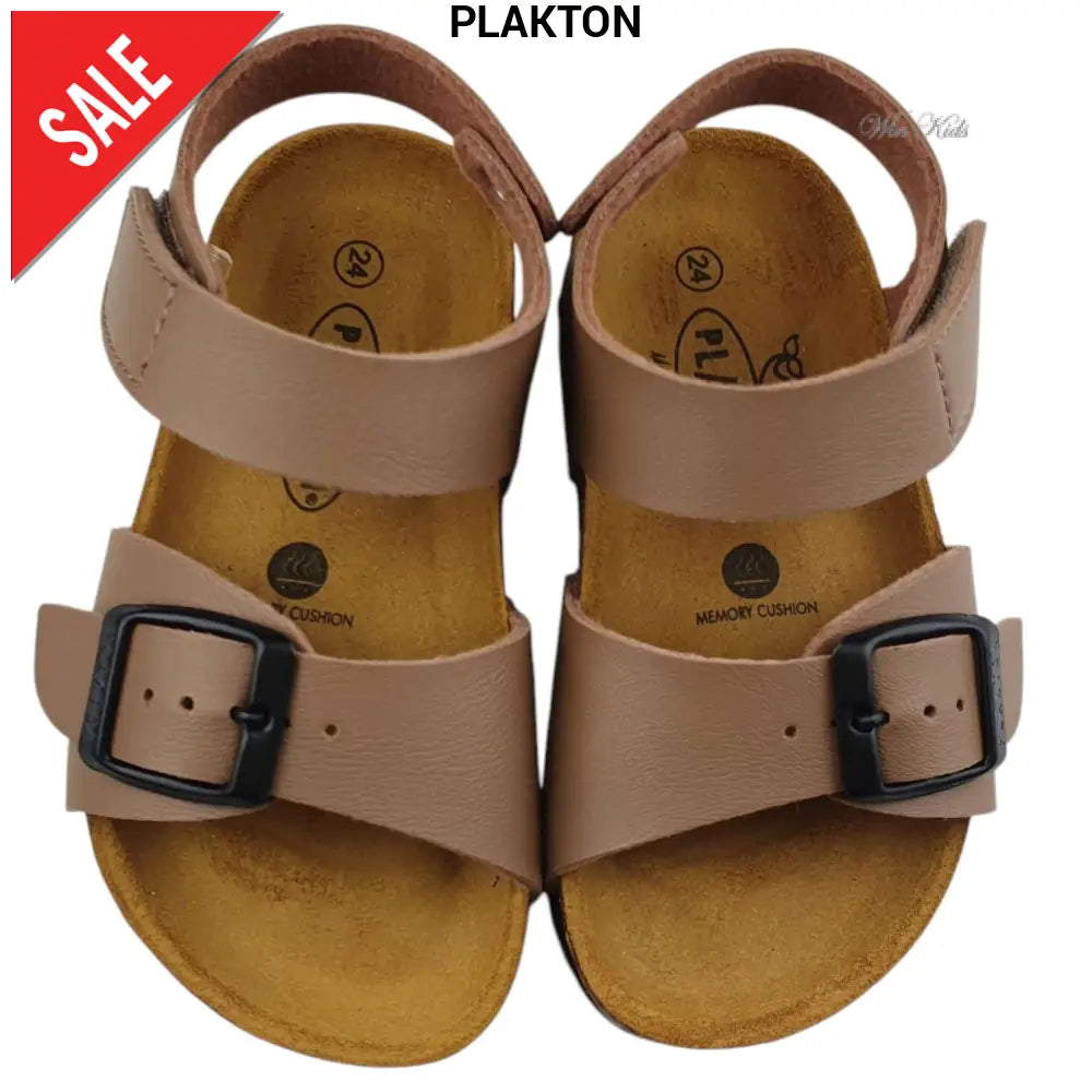 Sandali PLAKTON visone con fibbia e velcro 24 - 35 Sandali