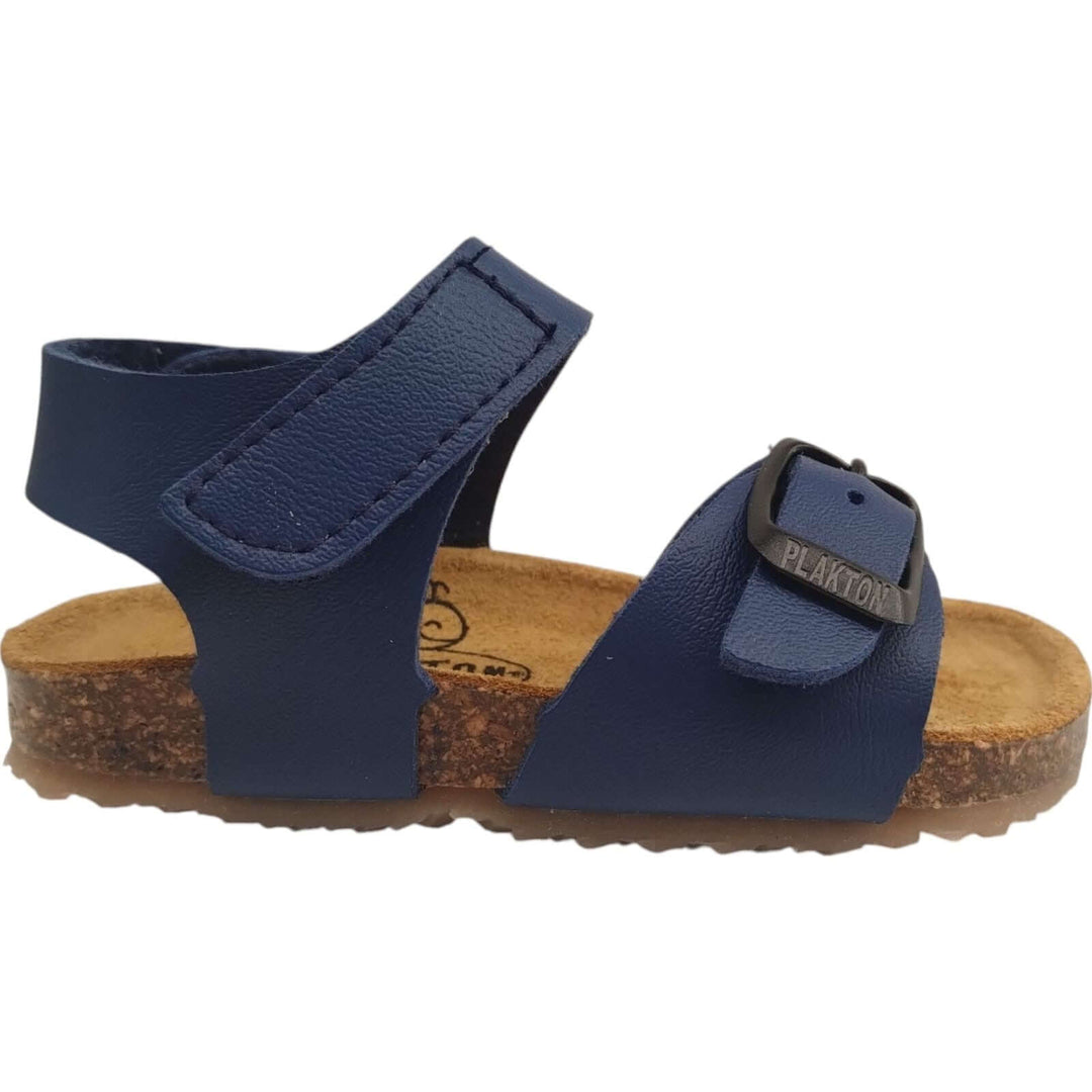 Sandali per Bambina e Bambino Plakton blu con velcro in Sughero Anatomico Flessibile Taglie 19 - 24