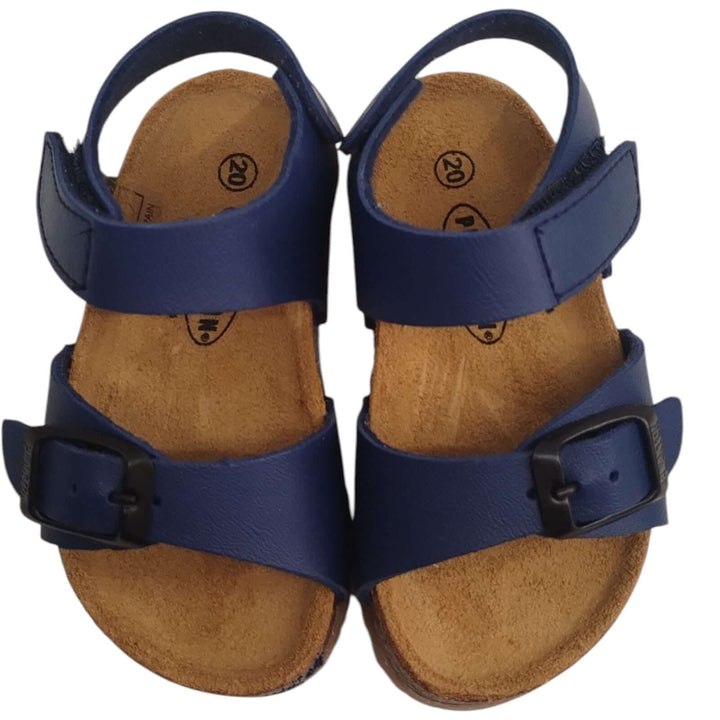 Sandali per Bambina e Bambino Plakton blu con velcro in Sughero Anatomico Flessibile Taglie 19 - 24