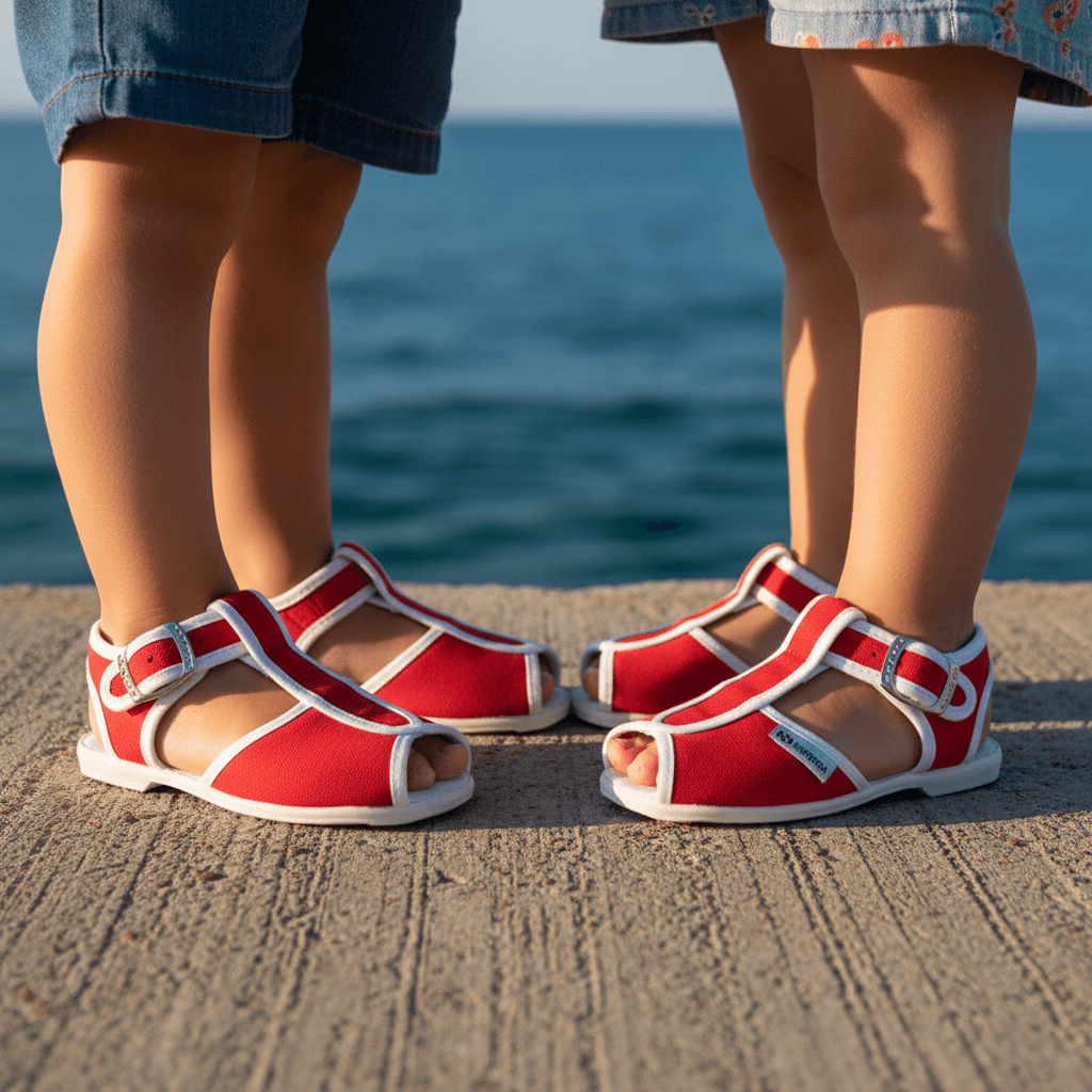 Sandali primi passi flessibili superga modello 1200 colore rosso in tela made in italy taglia 18-25