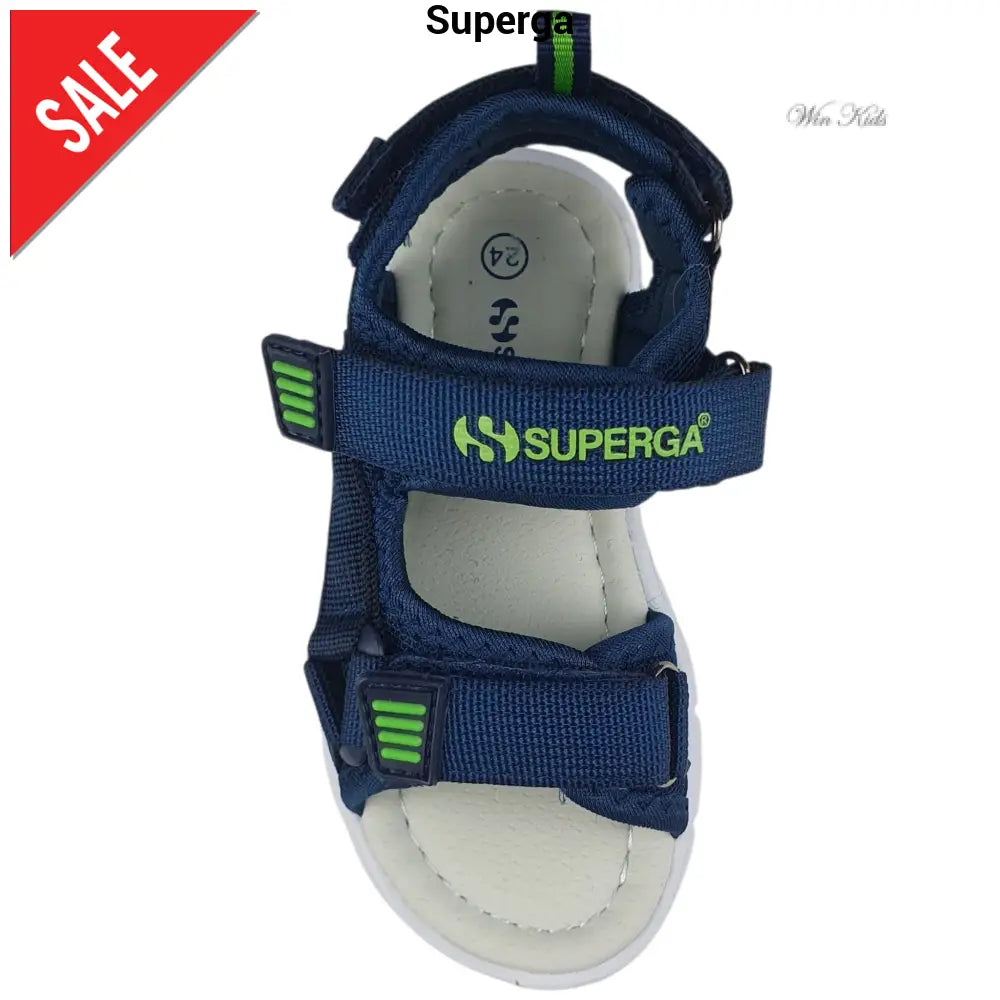 Sandali SUPERGA blu logo verde chiusura con strappo 24 - 35 Sandali