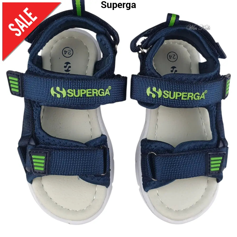 Sandali SUPERGA blu logo verde chiusura con strappo 24 - 35 Sandali