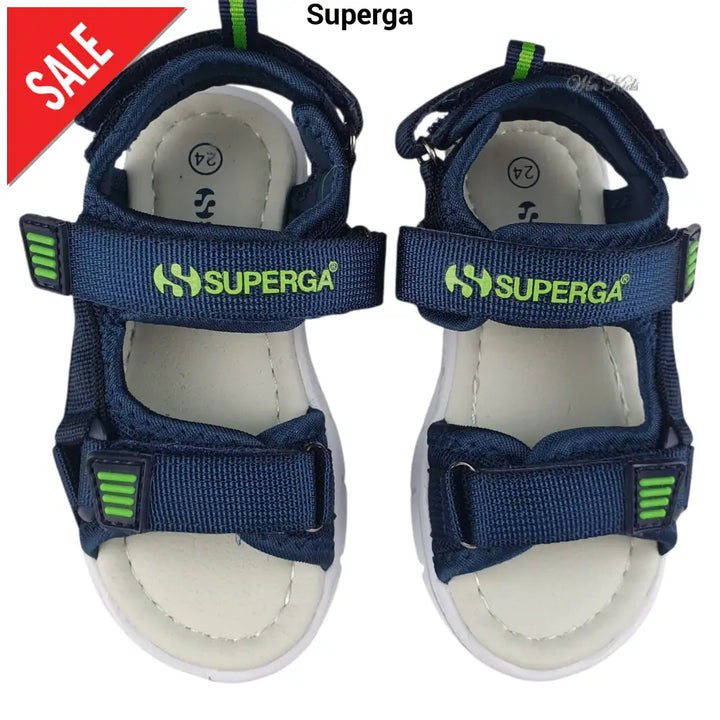 Sandali SUPERGA blu logo verde chiusura con strappo 24 - 35 Sandali