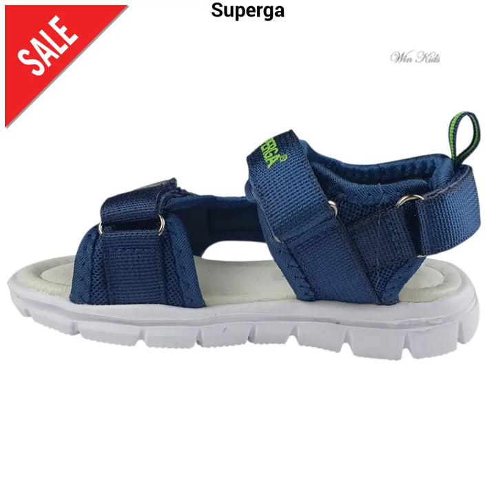 Sandali SUPERGA blu logo verde chiusura con strappo 24 - 35 Sandali