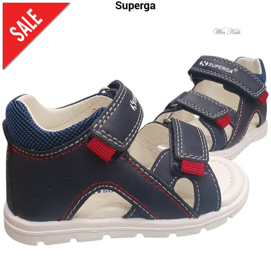 Sandali Superga primi passi blu chiusura con velcro 20 - 25 Sandali