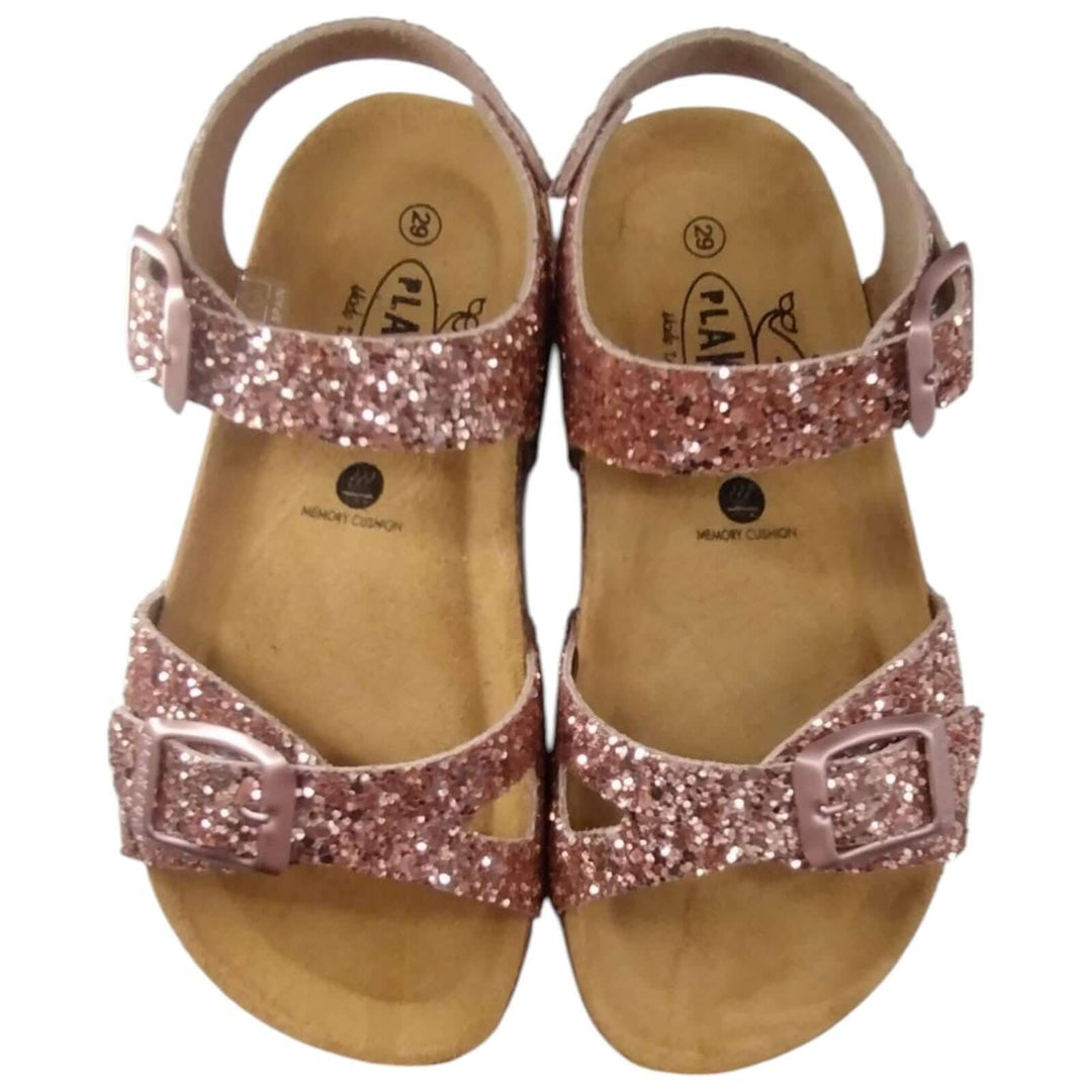 Sandali PLAKTON Glitter Bambina Rosa Nude con Fibbia Pelle dal 24 al 35