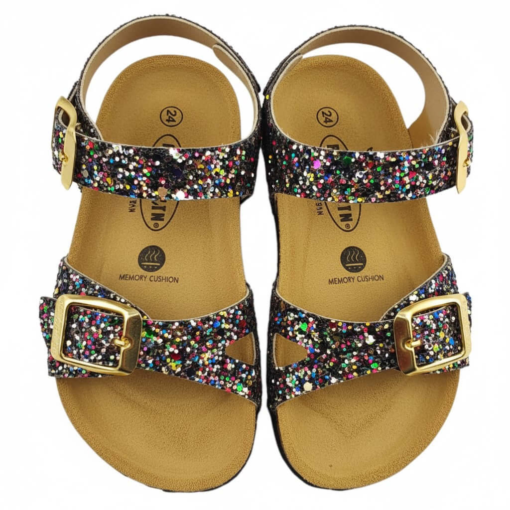 Sandali PLAKTON Glitter Bambina | Multicolore con Fibbia Pelle dal 24 al 35