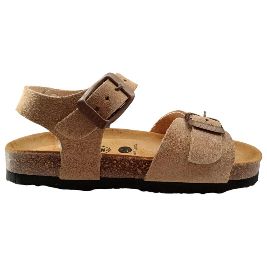 Sandali Bambino Bambina Plakton Beige | Fibbia  Vera Pelle Antiscivolo | Taglie 24-35