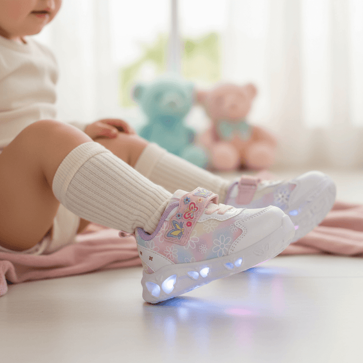 Scarpe GIARDINO D'ORO con luci farfalle bianca