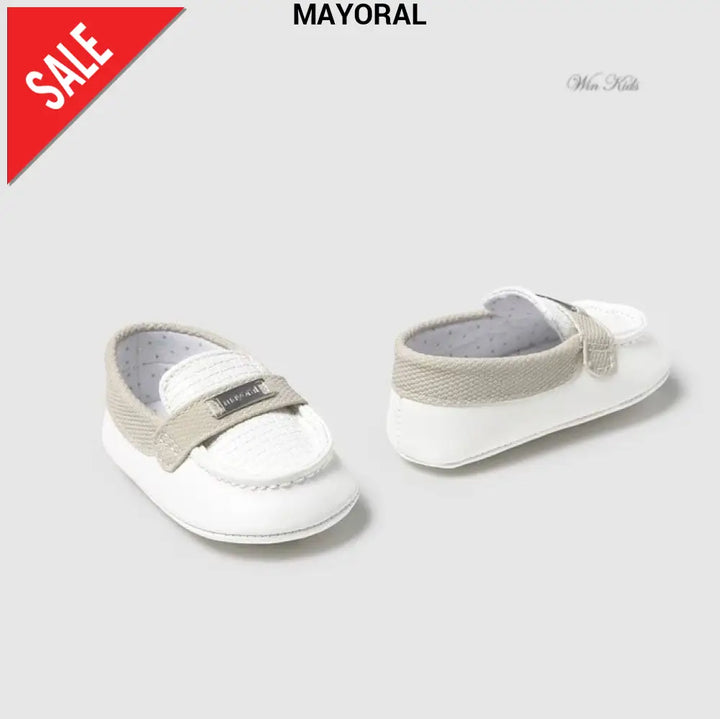 Scarpe MAYORAL modello mocassino da neonato bianco e beige 16 - 19 Scarpe
