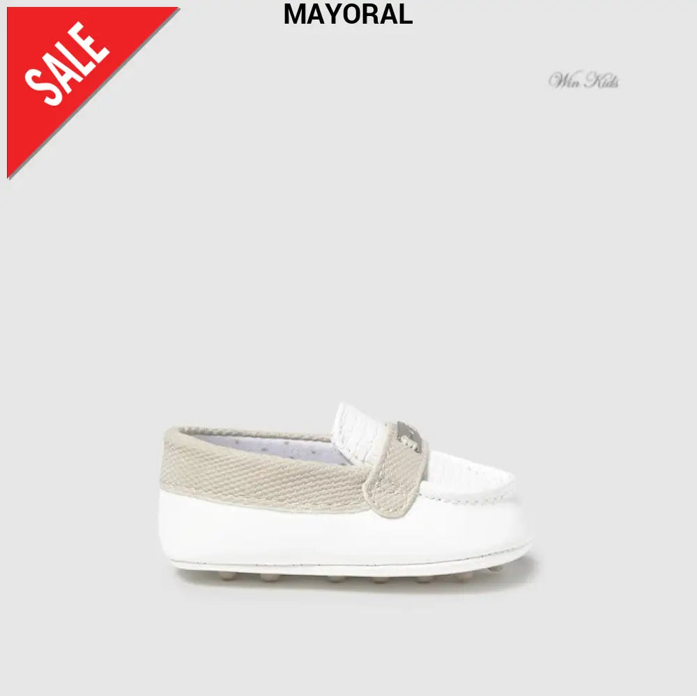 Scarpe MAYORAL modello mocassino da neonato bianco e beige 16 - 19 Scarpe