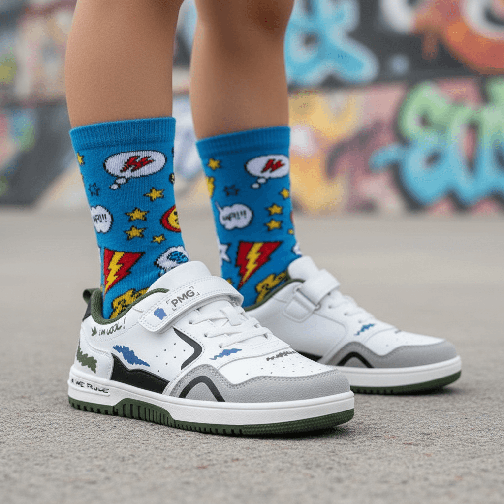 PRIMIGI zapatos graffiti con calcetines de superhéroe