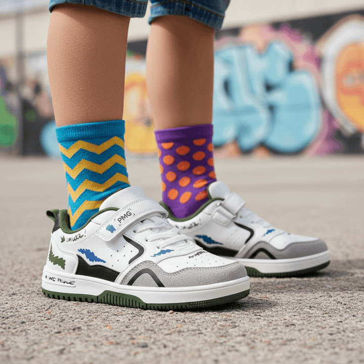 Scarpe PRIMIGI graffiti - versione maschietto con calze colorate