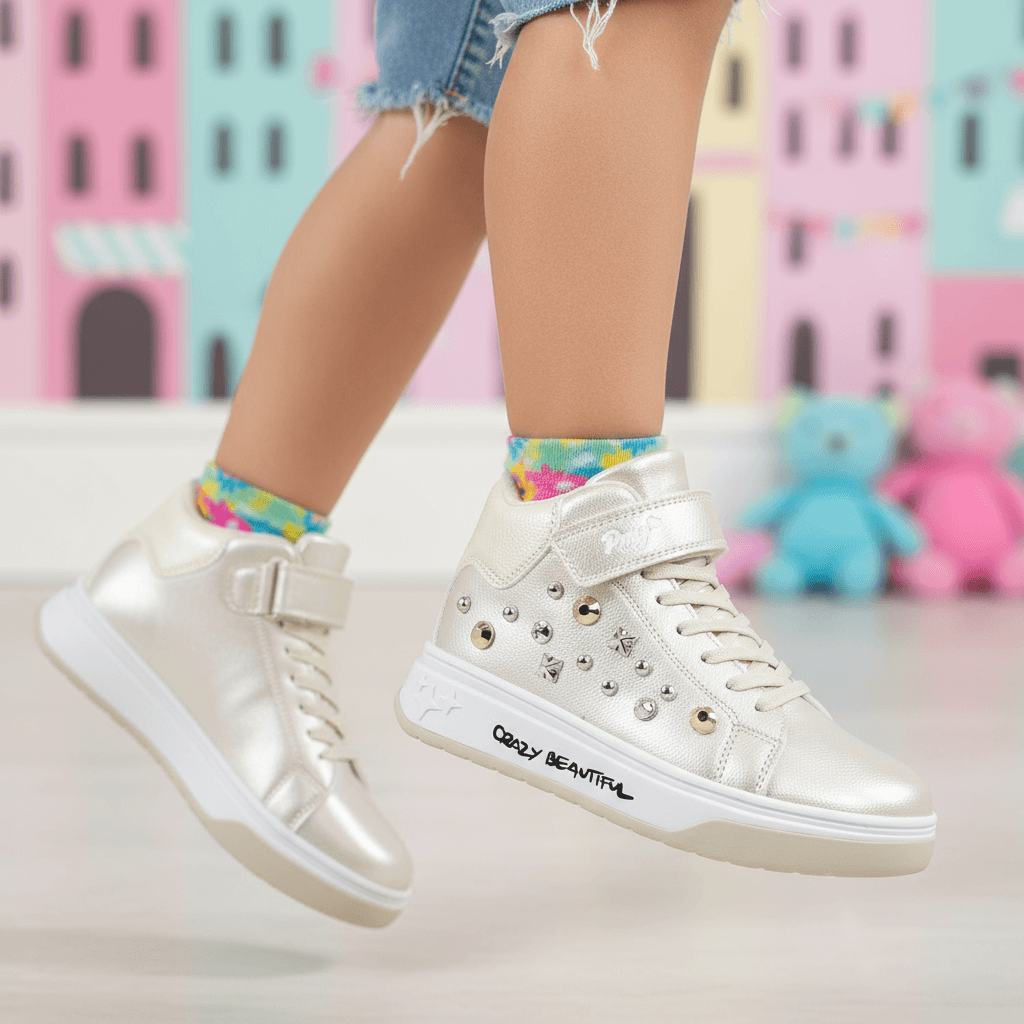 Scarpe PRIMIGI platino con borchiette