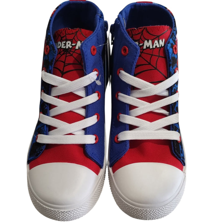 Sapatos Homem-Aranha com luzes de algodão com renda e zíper lateral tamanhos 32-33