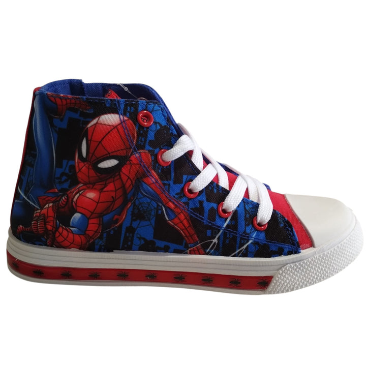 Sapatos Homem-Aranha com luzes de algodão com renda e zíper lateral tamanhos 32-33