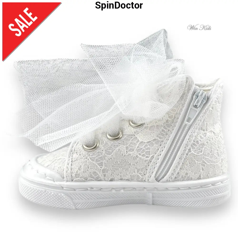 Scarpe SPINDOCTOR bianche in pizzo e lacci in tulle dal 19 al 23 Scarpe