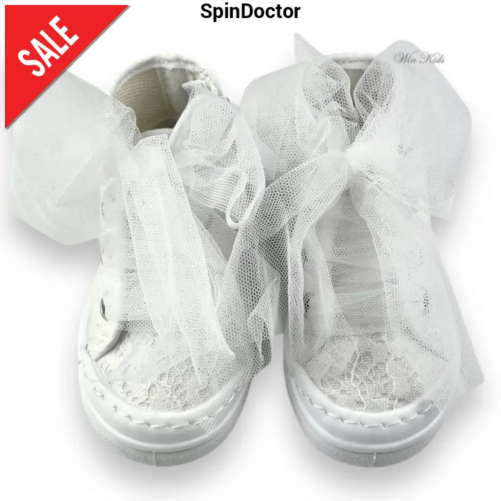 Scarpe SPINDOCTOR bianche in pizzo e lacci in tulle dal 19 al 23 Scarpe