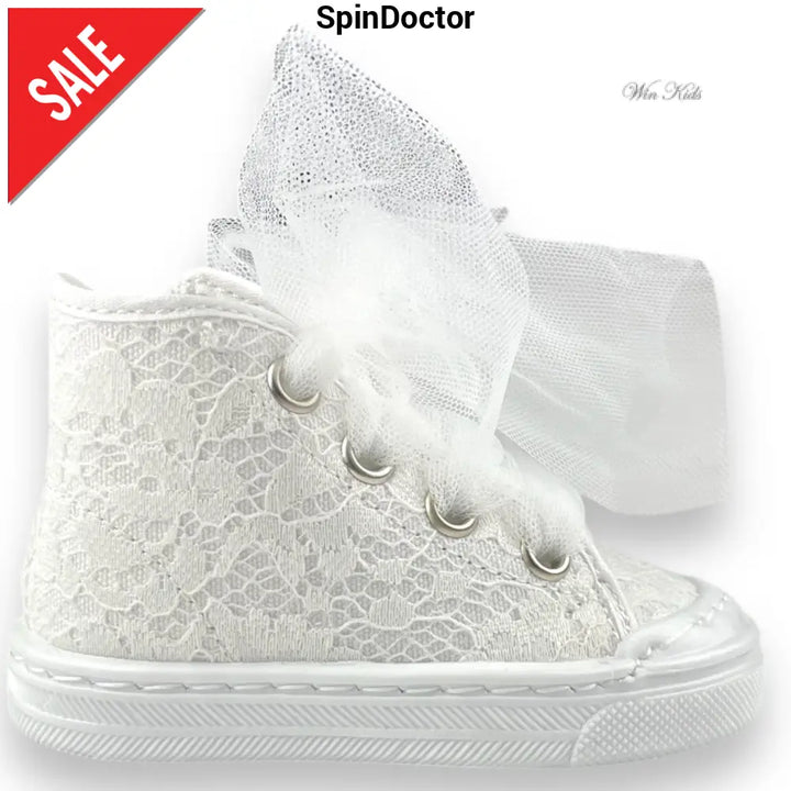 Scarpe SPINDOCTOR bianche in pizzo e lacci in tulle dal 19 al 23 Scarpe
