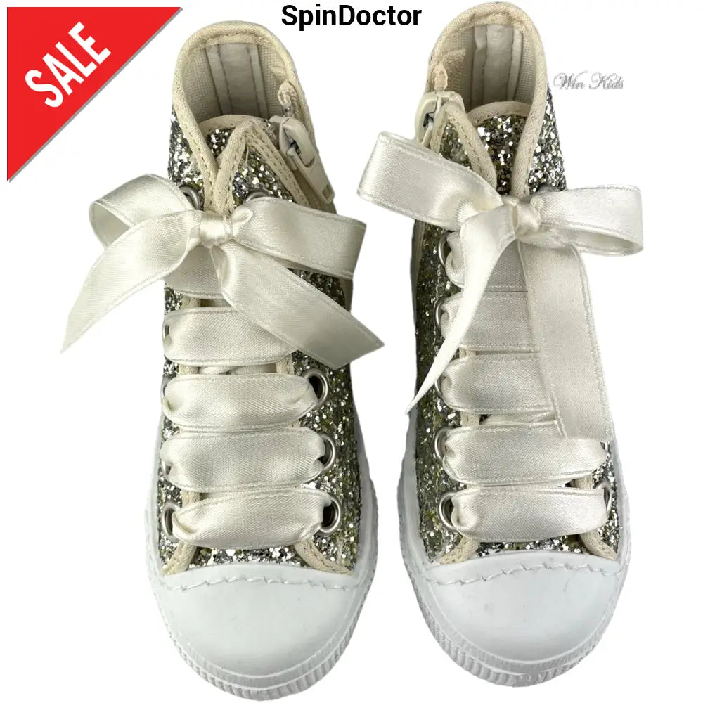 Scarpe SPINDOCTOR con glitter platino e lacci raso dal 24 fino al 40 Scarpe